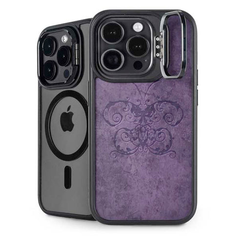 Purple Damask Butterfly by Brigid Ashwood iPhone 14 Pro Kickstand Case